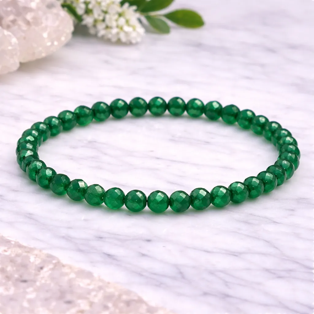 Green Onyx Diamond Cut Bracelet